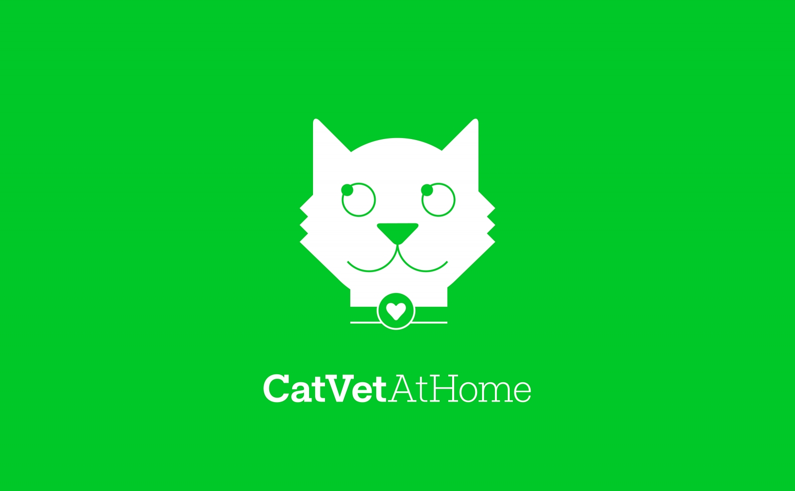 Cat Vet At Home logo design and illustration of a cat