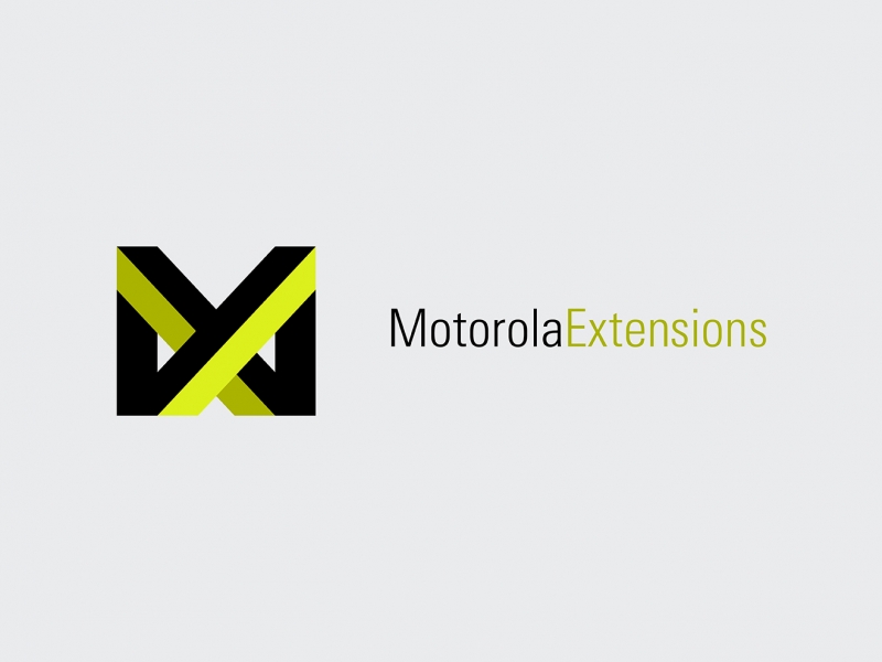Motorola Extensions logo design lockup