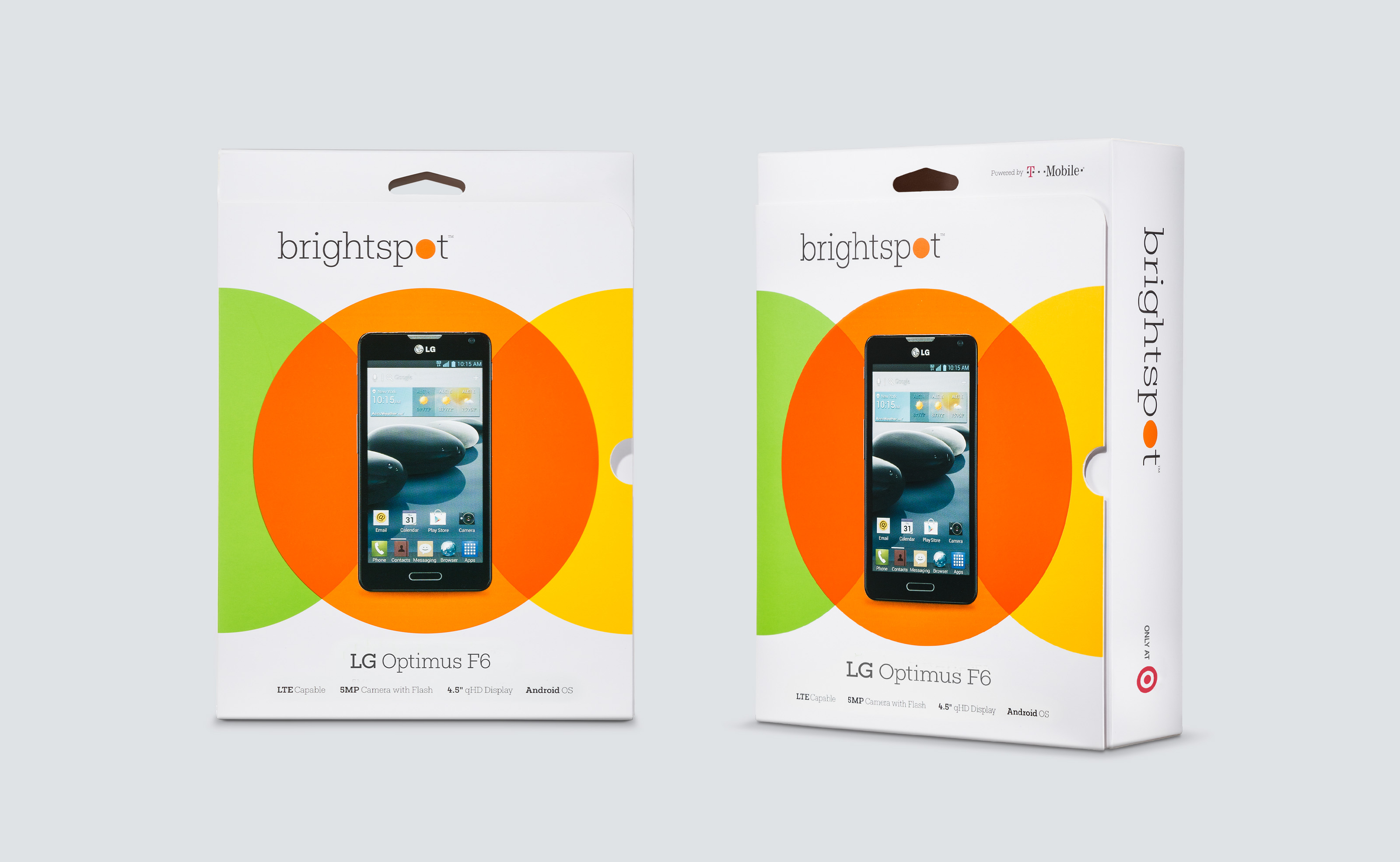 Brightspot logo and packaging design for Target and their new line of phones