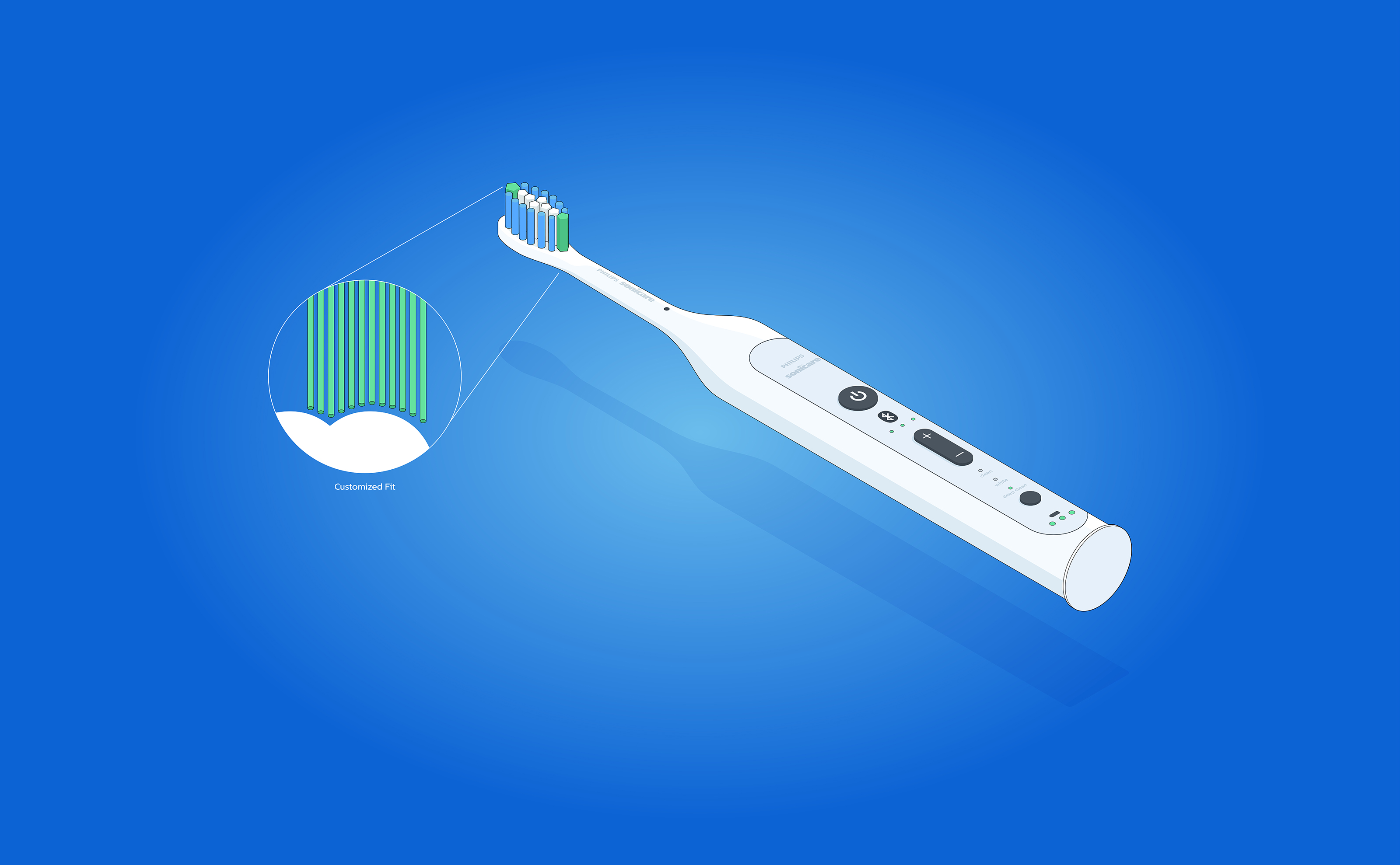 Wired Digital electric toothbrush vector illustration diagram