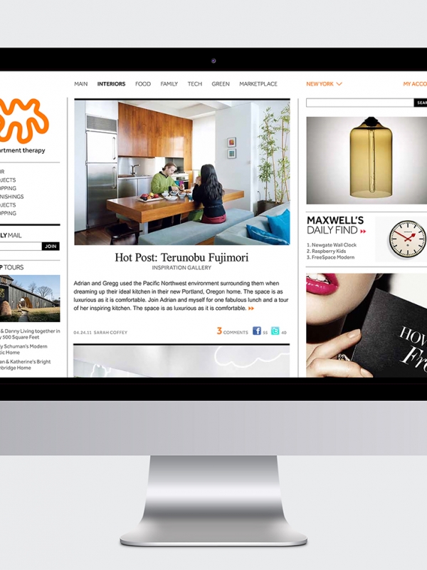 A website design for Apartment Therapy.