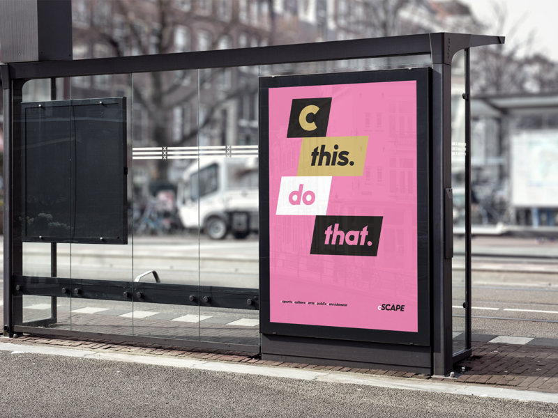 cScape bus shelter billboard ad for a culture and entertainment district in Calgary Alberta